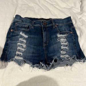 Distressed jean shorts